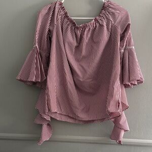 Charlotte Russe Red and White Striped Bell Sleeve Blouse